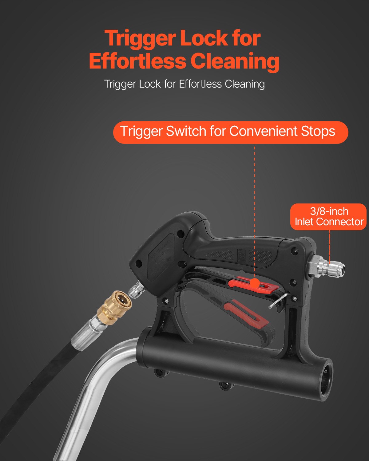 21" Pressure Washer Surface Cleaner, Stainless Steel Pressure Washer Attachments with 4 Wheels, 4500 Max PSI, 3/8 Quick Connector, 2 Spray Nozzles, Dual Handle, for Concrete, Patio, Sidewalk