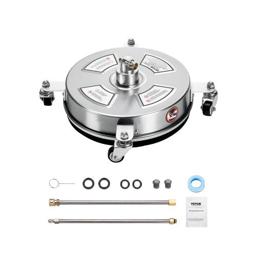 14" högtryckstvättsrengöring för ytor, högtryckstvättstillbehör i rostfritt stål med 4 hjul, 4000 max. psi, 1/4 snabbkoppling, 2 sprutmunstycken, 2 förlängda skaft för betong, uteplats, däck