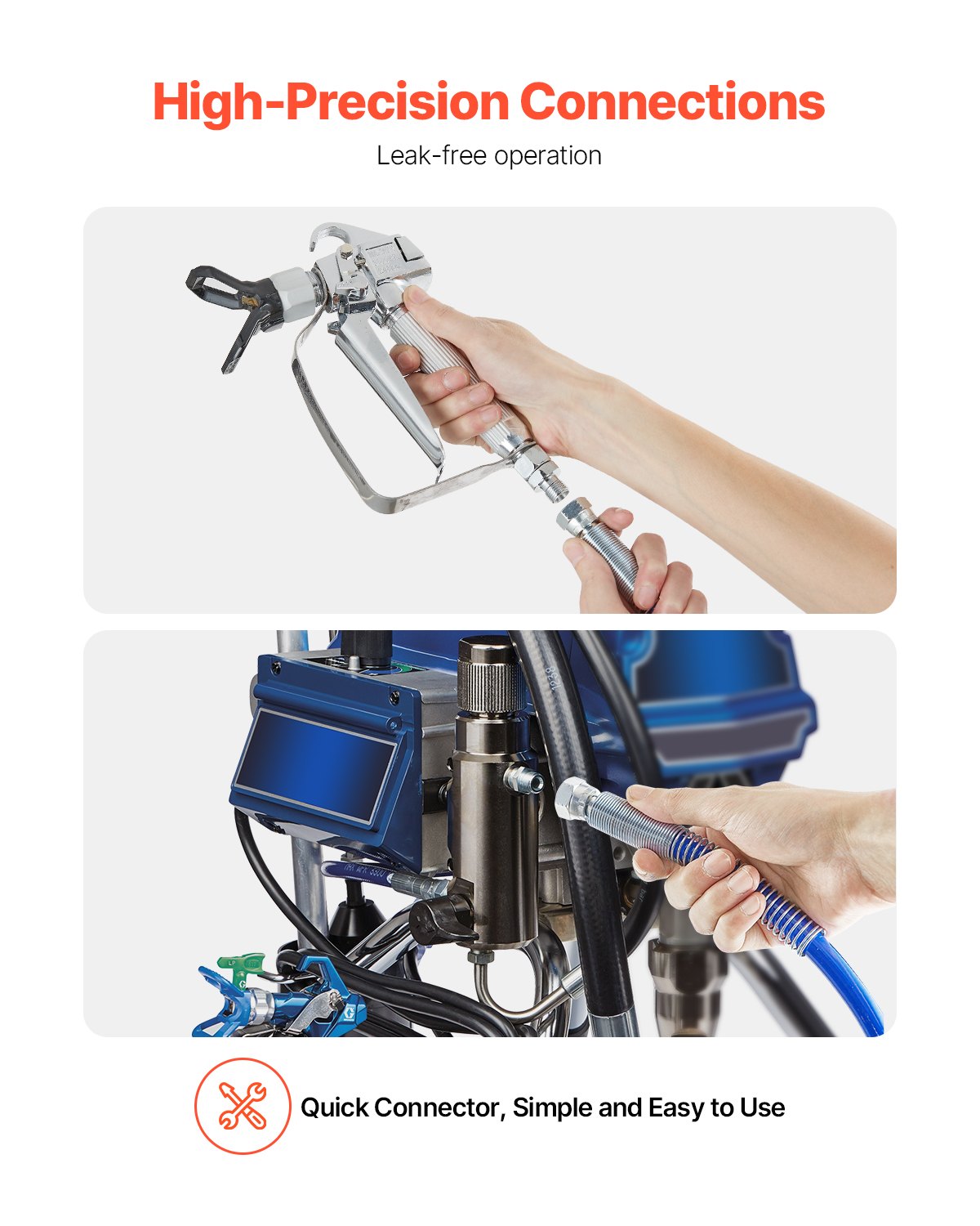 7,5 m högtrycksslang för färgspruta, 6 mm universal högtrycksslang för färgspruta, flexibel högtrycksslang för spruta med max 1800 bar, flerskiktsförstärkt ståltrådsslang för färgspruta
