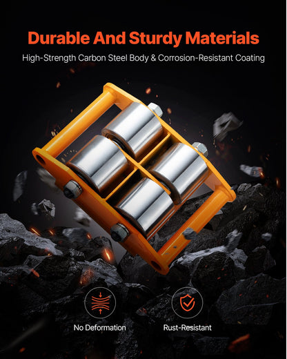 4 st maskinskridskovagn, 11999,8 kg industriell maskinflytt, kraftig maskinflyttskridsko i kolstål &amp; 4 kolstålshjul och 360° roterande halkfritt lock för lager, fabrik