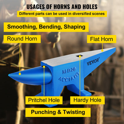 Städ med ett horn 20 kg stålstäd Smed till salu Smidja Verktyg och utrustning Städ Robust runt och fyrkantigt hål Hornstäd Smed Juvelerare Metallsmed Smedverktyg