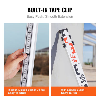 Aluminiummätstång, 3M metrisk teleskopmätstång, dubbelsidig skala i CM/MM nivelleringsstång, aluminiumlegeringsmätstång med vattenpass och bärväska för mätning av hus, väggar, golv