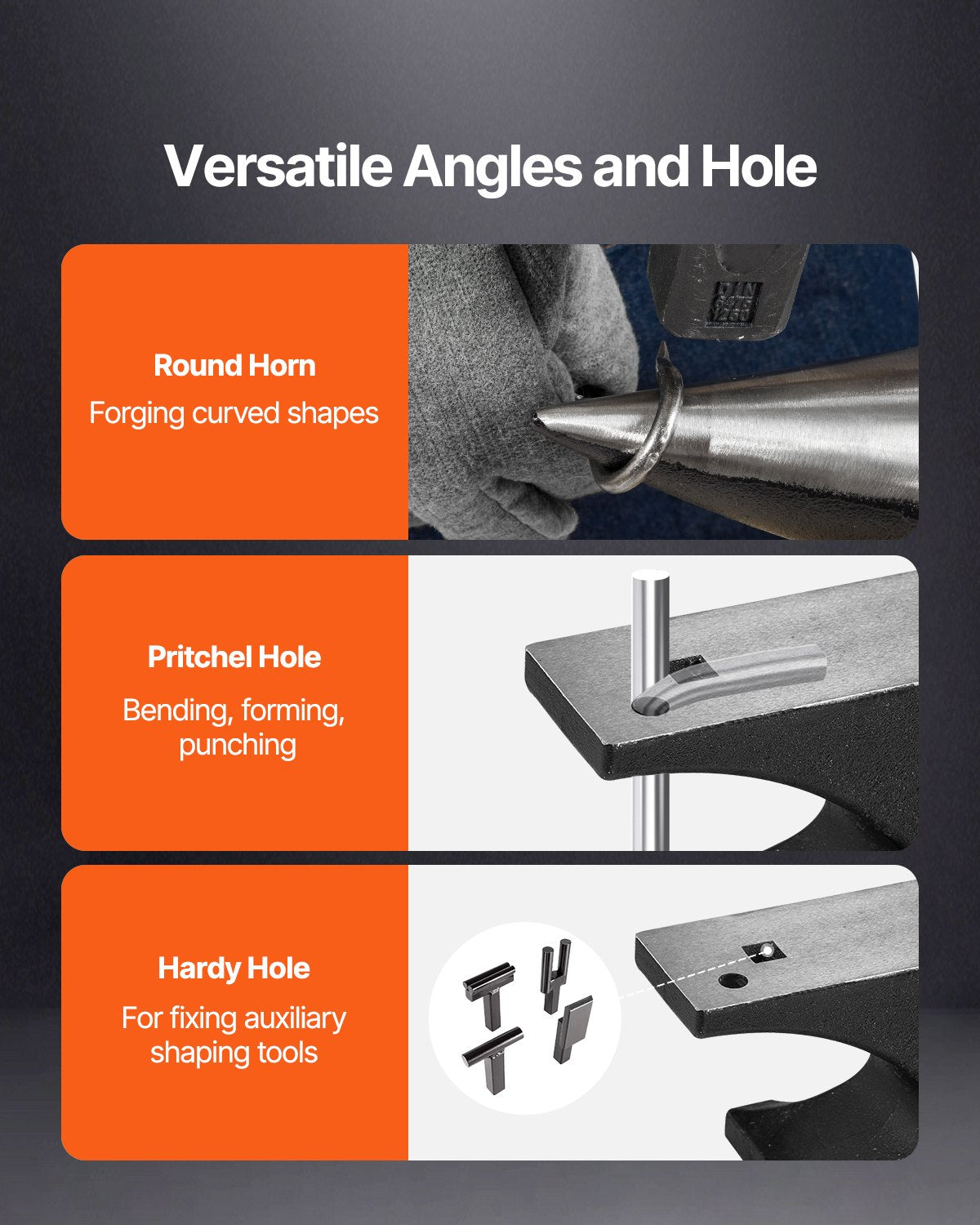 Enkelhornsstäd, 22,5 kg städ i gjutstål, höghård robust rundhornsstäd för smeder, med stor bänkskiva och stabil bas, metallbearbetningsverktyg för metallbockning, formning, vridning