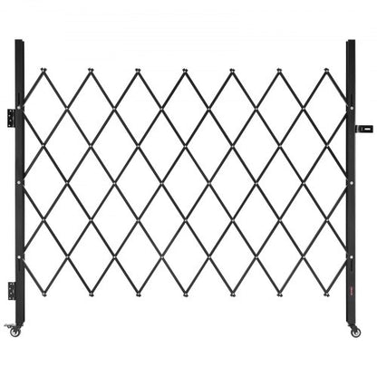 Enkel vikbar säkerhetsgrind, låsbar saxgrind med 360° svängbara hjul, utdragbara stålgrindar för utomhusbruk, för entrésäkerhet, garage, lager och pool, 180 × 161 cm (B × H)