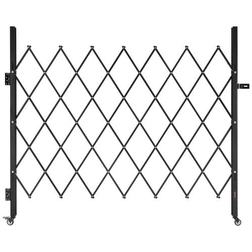 Enkel vikbar säkerhetsgrind, låsbar saxgrind med 360° svängbara hjul, utdragbara stålgrindar för utomhusbruk, för entrésäkerhet, garage, lager och pool, 180 × 161 cm (B × H)