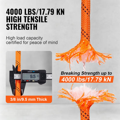 Arborist Trädklätterrep Dubbelflätad Polyester 1 cm x 36,6 m 48-trådig