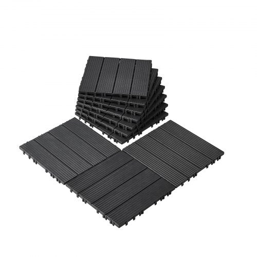 Sammankopplade altanplattor, 10-pack, 30x30 cm, 9 kvm, vattentät plast för utomhusbruk, allvädersbruk, altanplattor för veranda, pool, balkong, bakgård, mörkgrå