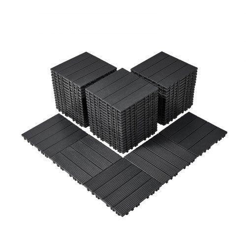 Sammankopplade altanplattor, 54-pack, 30x30 cm, 54 kvm, vattentäta utomhusgolv av plast för alla väder, altangolv, täckplattor för veranda, pool, balkong, bakgård, mörkgrå