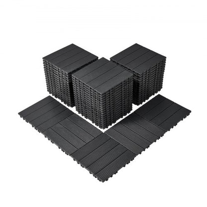 Sammankopplade altanplattor, 54-pack, 30x30 cm, 54 kvm, vattentäta utomhusgolv av plast för alla väder, altangolv, täckplattor för veranda, pool, balkong, bakgård, mörkgrå