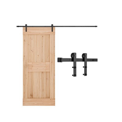 3 meter skjutdörrssats, viktkapacitet 140 kg, kompatibel med skjutdörrar med en maximal bredd på 152 cm och en tjocklek på 3,8 till 3,8 cm, slitstarkt spår och I-formad rulle, svart