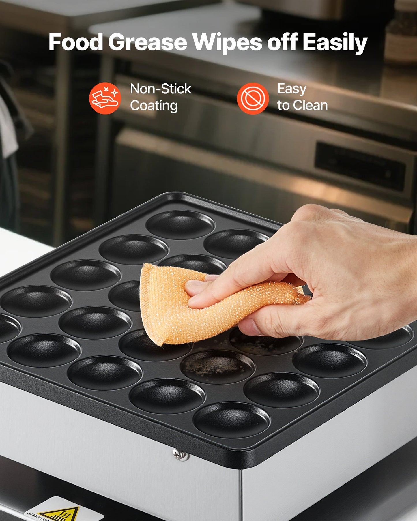 Mini pannkaksjärn, 25 st 43 mm diameter holländsk muffinsvåffeljärn, non-stick poffertjesgrill i rostfritt stål, kommersiell elektrisk dorayakimaskin, temperatur- och tidskontroll, hemmakök och restaurang