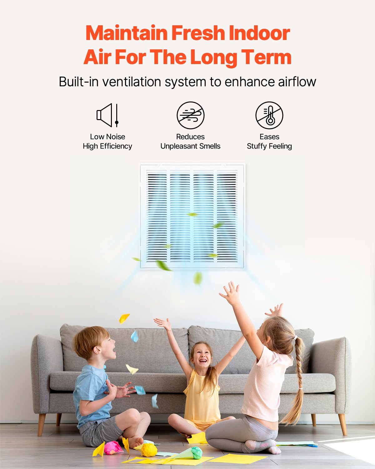 Galler för frånluftsfilter, passar kanalöppning B20 x H20 tum, filter ingår ej, skydd för frånluftsventilation för vägg, pulverlackerat stålgaller med avtagbar framsida/dörr för 2,5 cm filter