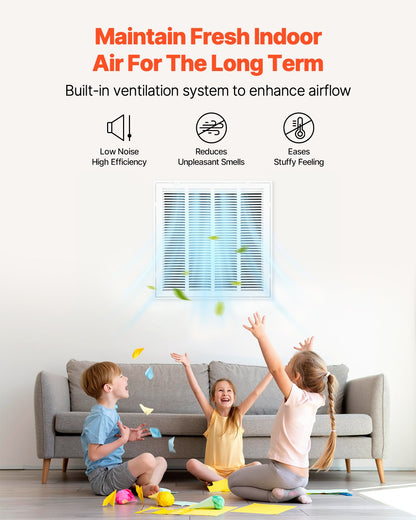 Galler för frånluftsfilter, passar kanalöppning B20 x H20 tum, filter ingår ej, skydd för frånluftsventilation för vägg, pulverlackerat stålgaller med avtagbar framsida/dörr för 2,5 cm filter