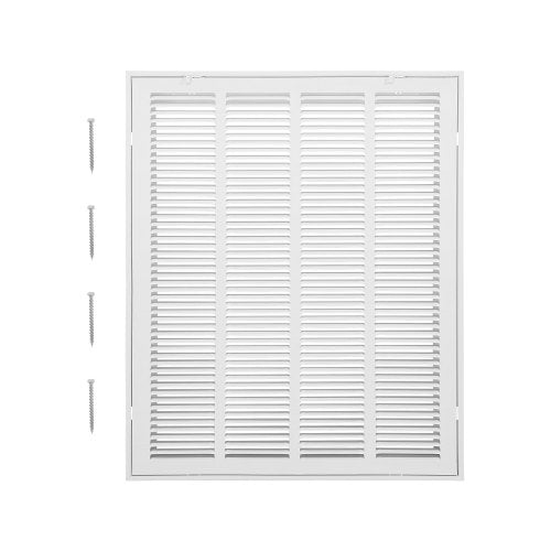 Galler för frånluftsfilter, passar kanalöppning B20 x H25 tum, filter ingår ej, skydd för frånluftsventilation för vägg, pulverlackerat stålgaller för frånluft, avtagbar framsida/dörr för 2,5 cm filter