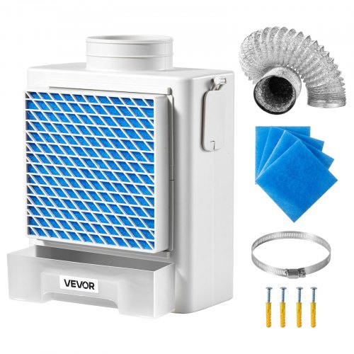 3-i-1-ventilationskit för inomhustorktumlare, premium ABS-material med vattenbehållare som passar 99 mm avgasport, smart överhettningspåminnelse för avgasfläkt och med 4 reningsdynor, för elektriska torktumlare