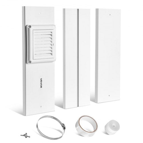 Torktumlarens ventilationsfönstersats, passar 101,6 mm avgasslangar, justerbar längd för anpassning av skjutbara fönster med olika höjder, robusta PVC- och PP-material, dubbla skydd och flerskiktstätning