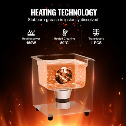 2L ultraljudsrengöring, 60W digital sonisk rengöringsmaskin med skonsamt läge och uppgraderad avgasning, 40kHz ultraljudsrengöringsmaskin med värmare och timer för smycken, glasögon, verktyg, hållare