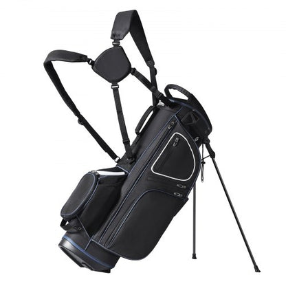 Golfvagnsväska med 14-vägs avdelare, 35” premiumvagnsväska med 11 fickor och stativ, slitstarka golfbagar med handtag, dammskydd och avtagbar dubbelrem för män och kvinnor, svartvit