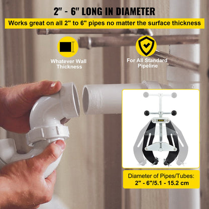 Ultra Clamp, 2 till 6 tum i diameter, höghållfast rörklämma med snabbverkande skruvar, stålrörsjusteringsverktyg med lätt design, svart