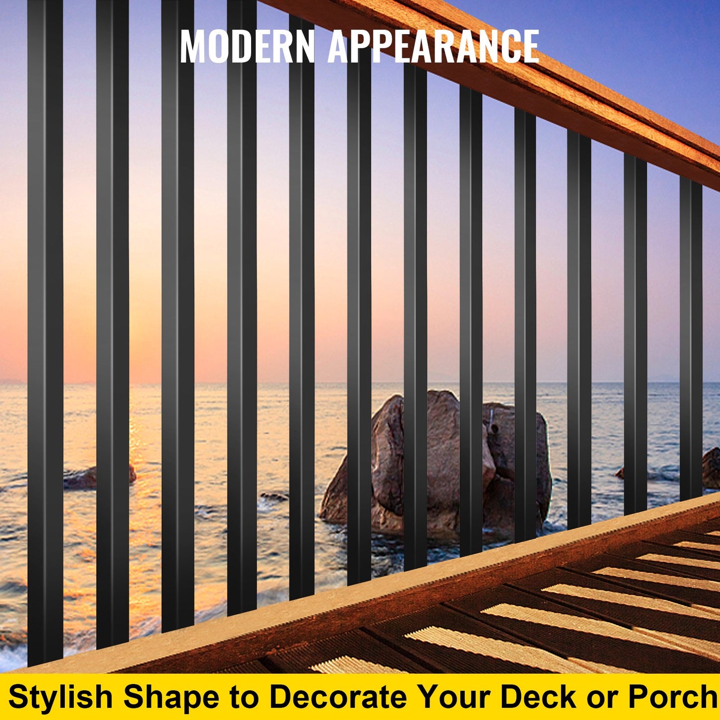 Deck Balusters, 101 Pack Metal Deck Spindles, 26"x0.75" Staircase Baluster With Screws, Aluminum Alloy Deck Railing for Wood and Composite Deck, Square Baluster for Outdoor Stair Deck Porch