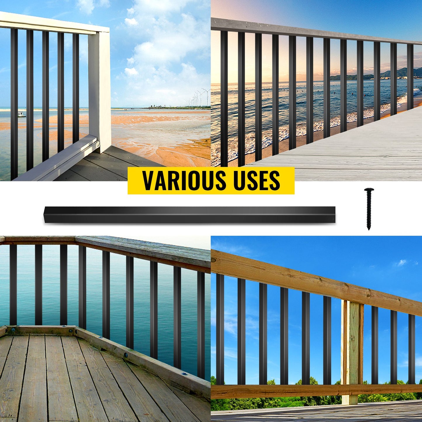 Deck Balusters, 101 Pack Metal Deck Spindles, 26"x0.75" Staircase Baluster With Screws, Aluminum Alloy Deck Railing for Wood and Composite Deck, Square Baluster for Outdoor Stair Deck Porch