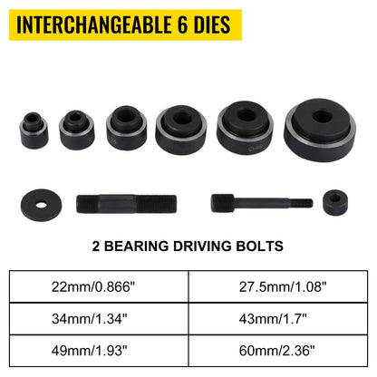 6-formars 10 tons hydraulisk utslagsstans 1,3 cm till 5,1 cm handverktygsskärare, hålsågssats, skärverktyg, elektrisk rörledning, metallborr