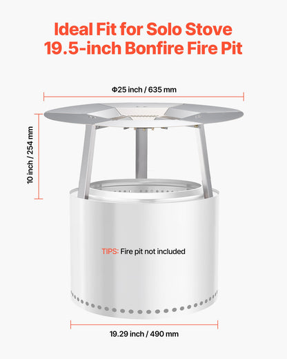 Eldstadsvärmeavledare för Solo Stove Yukon, 635 mm rund eldstad för vedeldad eldstad, värmespridare i 304 rostfritt stål, avtagbart brännarlock Campingtillbehör