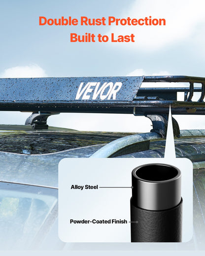 Takräcke, 102 x 136 x 10 cm, universell taklastkorg, bagagehållare för bilens tak med maxlastkapacitet på 67 kg, 10 cm staket, rostskyddat stållegering, vindskydd, för SUV-bil