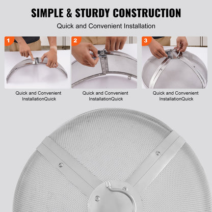Fire Pit Spark Screen Round 20", Reinforced Heavy Duty Steel Metal Cover, Outdoor Firepit Lid, Easy-Opening Top Screen Covers Round with Ring Handle for Outdoor Patio Fire Pits Backyard
