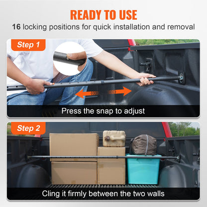 Adjustable Cargo Bar Pickup Truck Bed Holder Ratcheting Stabilizer 101.6-185.4 cm