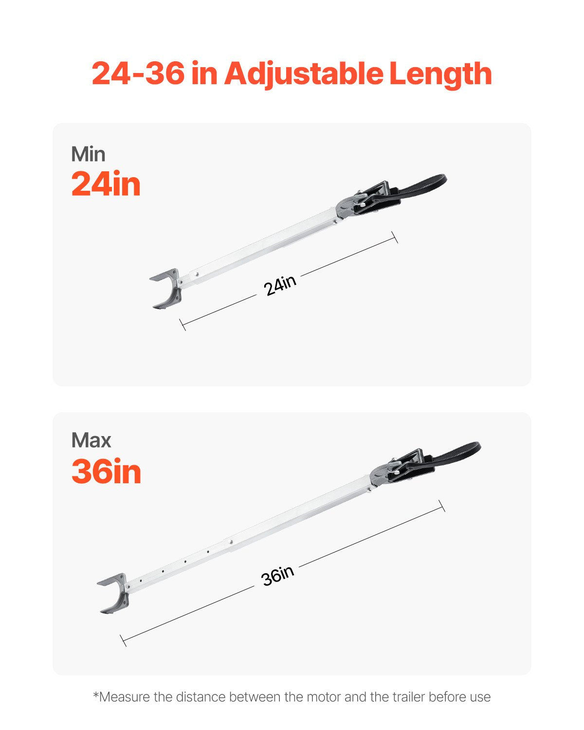 Akterspegelskydd, 24-36 tum, justerbar akterspegelskydd för båtar med komposithuvud, korrosionsbeständiga, lättinstallerade akterspegelskydd för utombordsmotorer under 100 hk, passar för släpvagn och rullvagn