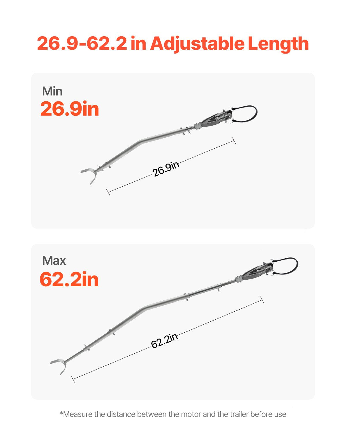 Akterspegel, 26,9-62,2 tum, justerbar båtakterspegel med kraftigt huvud, korrosionsbeständiga, lättinstallerade akterspegelskydd för utombordsmotorer under 150 hk, lämplig för rulle och släpvagn