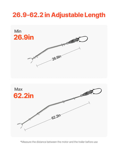 Akterspegel, 26,9-62,2 tum, justerbar båtakterspegel med kraftigt huvud, korrosionsbeständiga, lättinstallerade akterspegelskydd för utombordsmotorer under 150 hk, lämplig för rulle och släpvagn