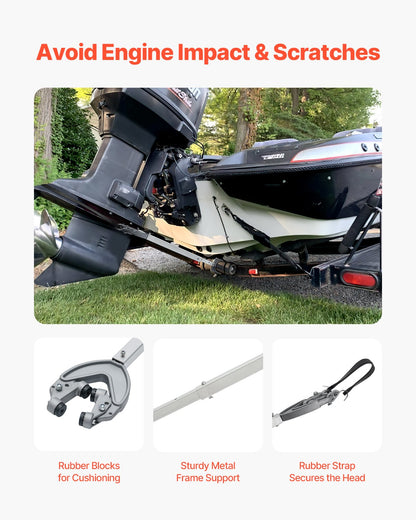 Akterspegel, 32-44 tum, justerbar båtakterspegel med kraftigt huvud, korrosionsbeständiga, lättinstallerade akterspegelskydd för utombordsmotorer under 100 hk, lämplig för rulle och släpvagn