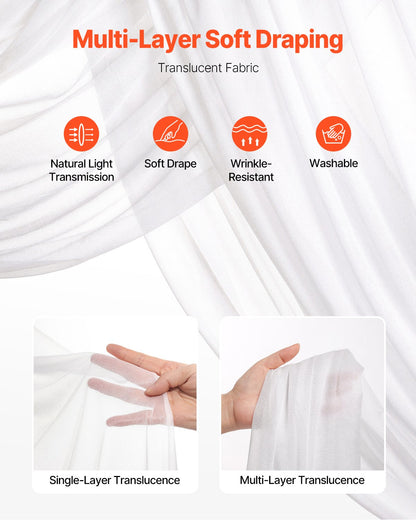 Konstgjorda bröllopsblommor, vita bröllopsblommor med draperier (3-pack) - 2 st blomsterarrangemang, 1 st transparenta draperier, för ceremonibuketter, mottagningsbakgrundsdekoration