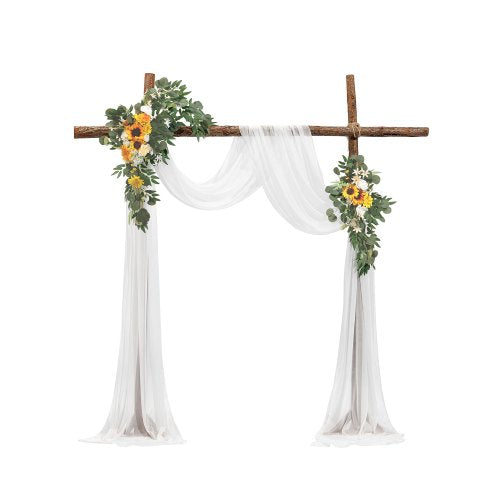 Konstgjorda bröllopsblommor, gula bröllopsblommor med draperier (3-pack) - 2 st blomsterarrangemang, 1 st transparenta draperier, för ceremonibuketter, mottagningsbakgrundsdekoration