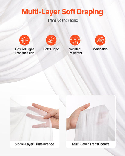 Konstgjorda bröllopsblommor, vita bröllopsblommor med draperier (4-pack) - 2 st blomsterarrangemang, 2 st transparenta draperier, för ceremonibuketter, mottagningsbakgrund