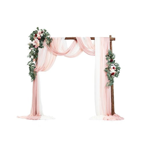 Konstgjorda bröllopsblommor, rosa bröllopsblommor med draperier (5-pack) - 2 st blomsterarrangemang, 3 st transparenta draperier, för ceremonibuketter, mottagningsbakgrund