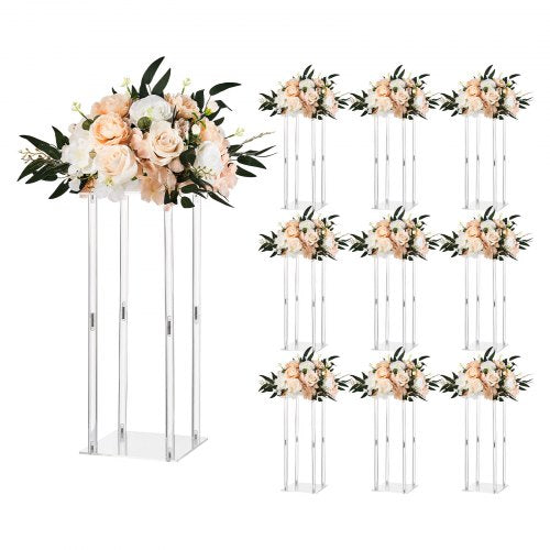 Wedding Flower Stand, 10PCS 50cm Column Flower Stand, Floral Stands with Acrylic Laminate, Cylindrical Cubic Floral Display Rack for Wedding, Party, Birthday, Home, Centerpiece Stands