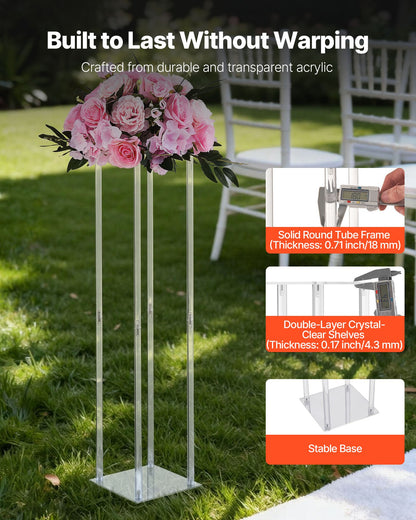 Wedding Flower Stand, 10PCS 80cm Column Flower Stand, Floral Stands with Acrylic Laminate, Cylindrical Cubic Floral Display Rack for Wedding, Party, Birthday, Home, Centerpiece Stands