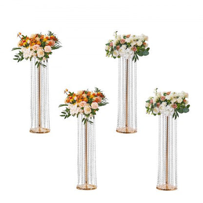 4 st 35,43 tum / 90 cm höga kristallblommor i brudstil, lyxiga bordsdekorationer, blomvaser, kristall, guldvas, metall, perfekt för T-scen, bröllopsfest, ceremoni, middag, evenemang, hotell, heminredning