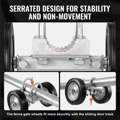 Skjutgrindssats, 15 cm rullgrindssats, universella justerbara skjutgrindsrullar, kraftig skjutgrindsstyrrulle för skjutgrindar och rullportar, 200 kg last, svart