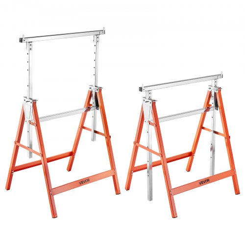 Sågbockar, 2-pack hopfällbara arbetsbockar, 199,6 kg lastkapacitet Sågbock med kraftiga ben, justerbar höjd sågbock med halkfria fotplattor, för träbearbetning, snickare och entreprenörer