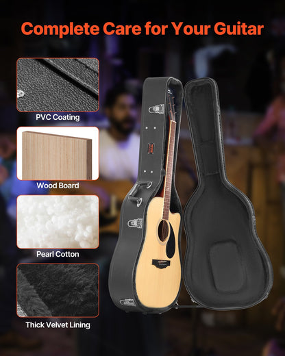 Hårt fodral för akustisk gitarr 110 cm med lås och nycklar