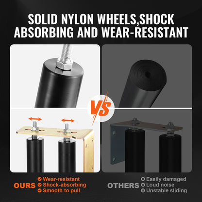 Skjutgrindssats, 6” rullgrindsdetaljersats med L-fäste, universella justerbara skjutgrindsrullar, kraftig skjutgrindsstyrrulle för skjutgrindar och rullportar, svart