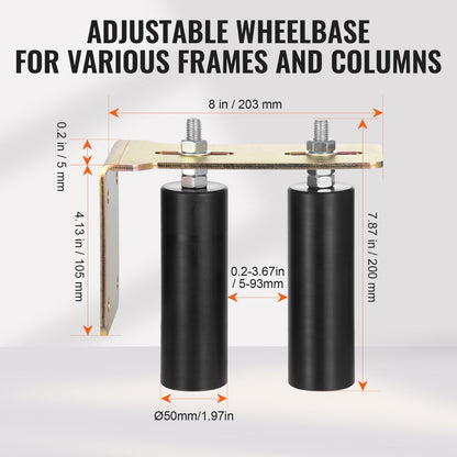 Skjutgrindssats, 6” rullgrindsdetaljersats med L-fäste, universella justerbara skjutgrindsrullar, kraftig skjutgrindsstyrrulle för skjutgrindar och rullportar, svart