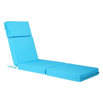 Chaise Lounge Cushion, 183x53.3x9.8 cm, Set of 2 Outdoor Lounge Chair Cushions, Waterproof & Fade-Resistant, Sun Lounger Cushions with Ties, Thick Patio Lounger Pads for Pool Deck, Teal Color