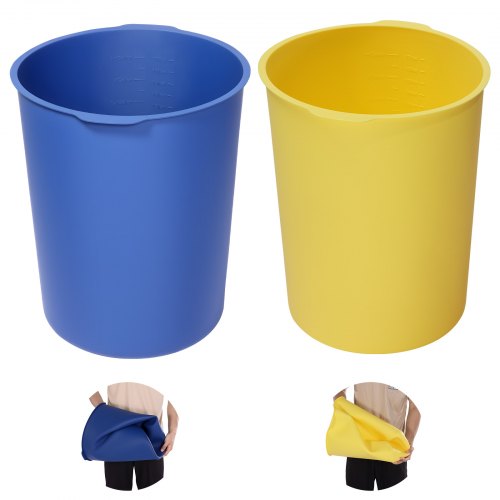 2 Pcs 18.9L Bucket Liner for Concrete Mix, Reusable Silicone Mortar Bucket Liner for Thinset Paint Concrete Epoxy Mixing, Heavy-duty Grout Mixer Insert with Measurements, Blue & Yellow