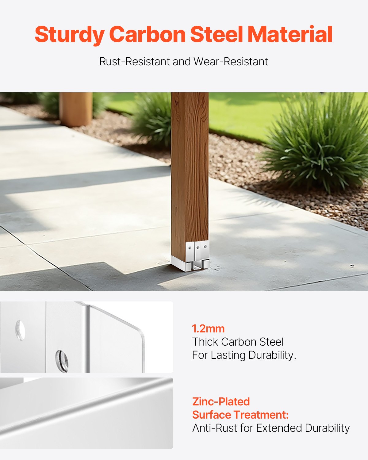 4x4 stolpfäste 10 st, innerstorlek 3,53x3,56 tum/89,6x90,5 mm betongstolpankare, kraftiga stolpfästen i förzinkat kolstål med 2,5 cm avståndshöjd, för betongpergolor och uteplatser