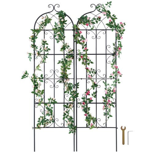Trädgårdsspaljé för klätterväxter, 71 x 20 tum, 2-pack rostfritt metallspaljé för trädgårdsblommor, stöd för klätterrosor och gurkor, dekorativt klematisspaljé för gårdar och gräsmattor